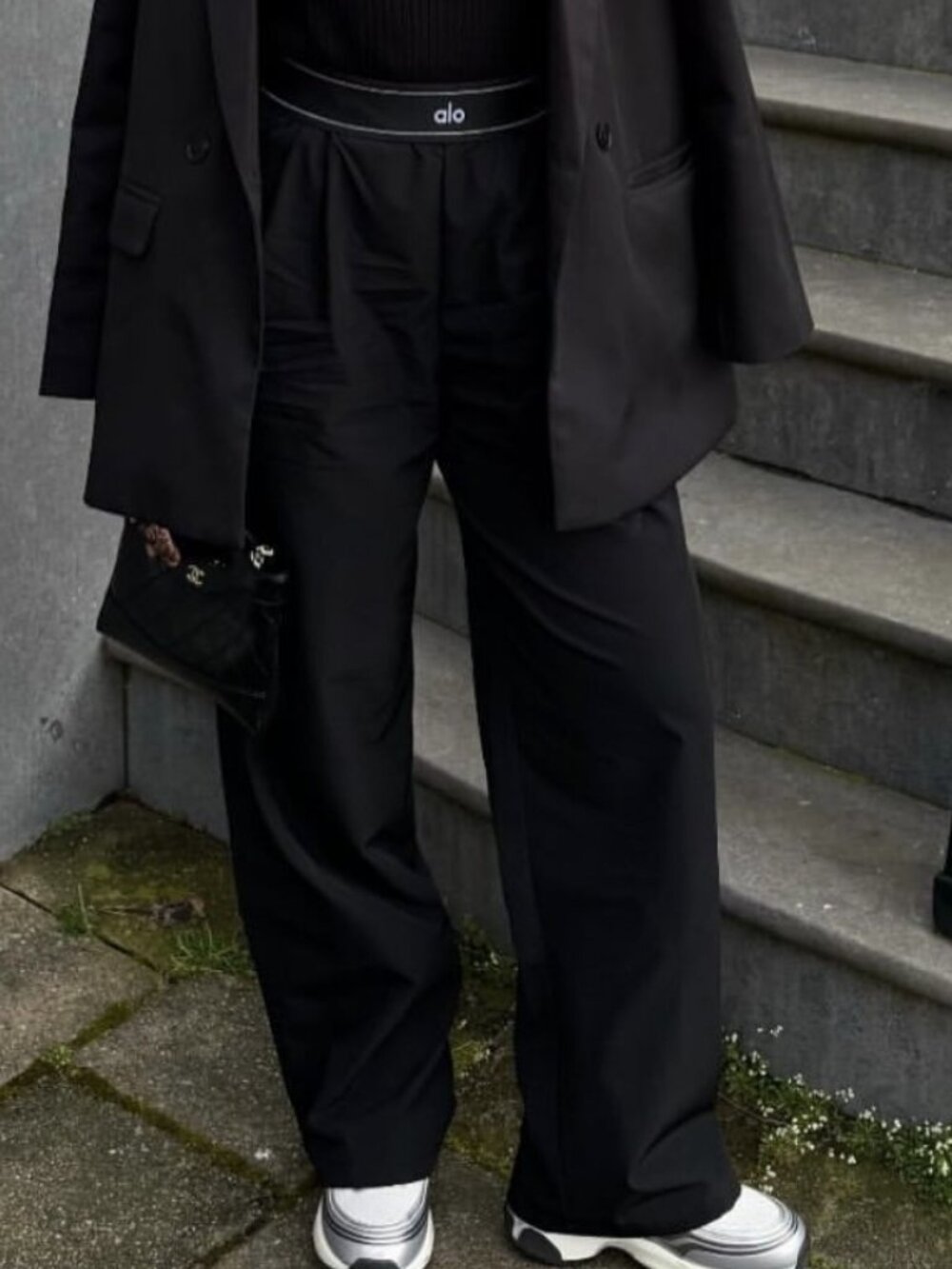 🖤 ​​Alo Yoga Suit Up XS Trousers Black Wide-Leg Pants Quiet Luxury Regular🍸